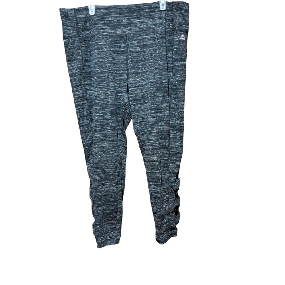 Reebok  (RBX) Womens Leggings Gray Black Knit Lattice Legs  3X